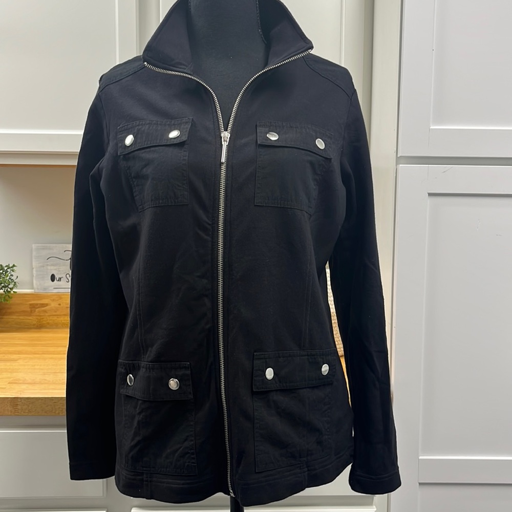 Style & Company Sport Black Zip Up Jacket